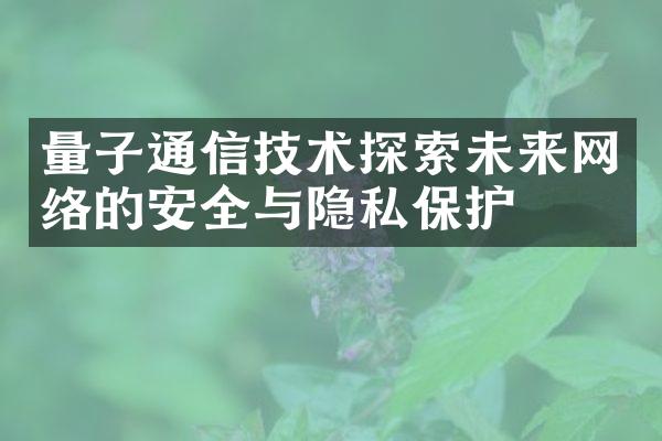 量子通信技术探索未来网络的安全与隐私保护