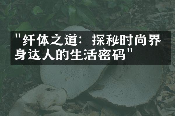 "纤体之道：探秘时尚界瘦身达人的生活密码"