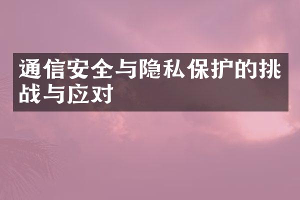 通信安全与隐私保护的挑战与应对