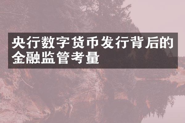 央行数字货币发行背后的金融监管考量