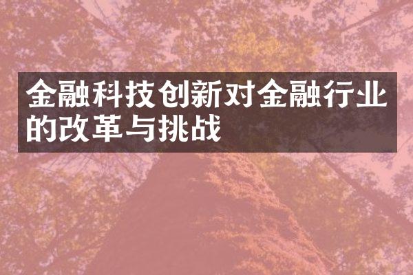 金融科技创新对金融行业的与挑战