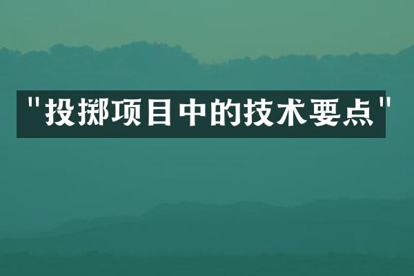 "投掷项目中的技术要点"