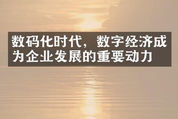 数码化时代，数字经济成为企业发展的重要动力