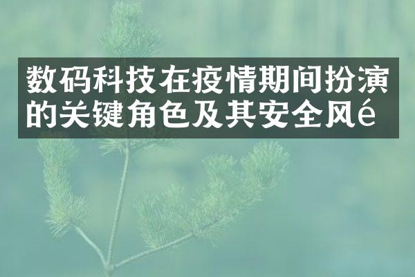 数码科技在疫情期间扮演的关键角色及其安全风险