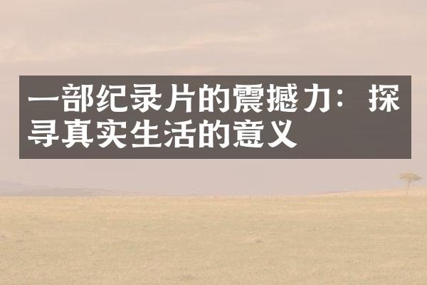 一纪录片的震撼力：探寻真实生活的意义