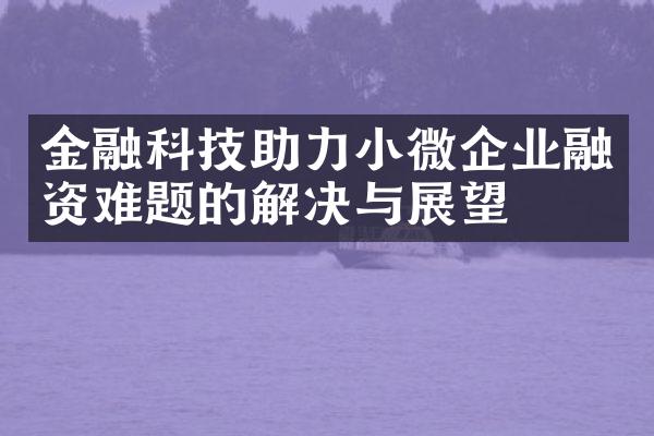 金融科技助力小微企业融资难题的解决与展望