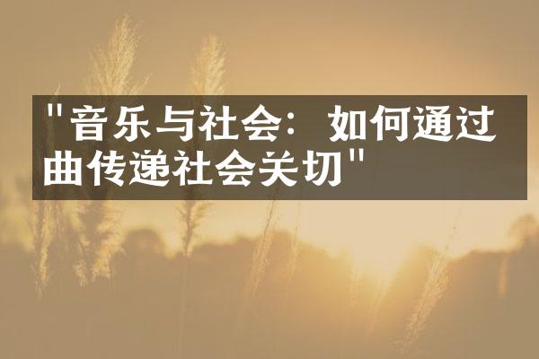 "音乐与社会：如何通过歌曲传递社会关切"