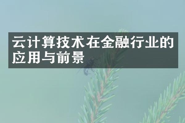 云计算技术在金融行业的应用与前景