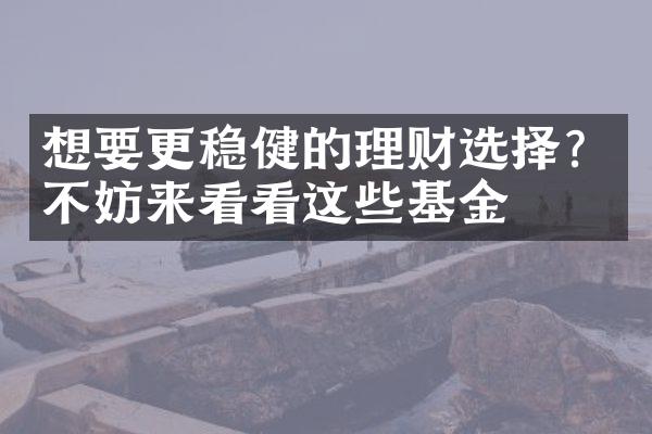 想要更稳健的理财选择？不妨来看看这些基金