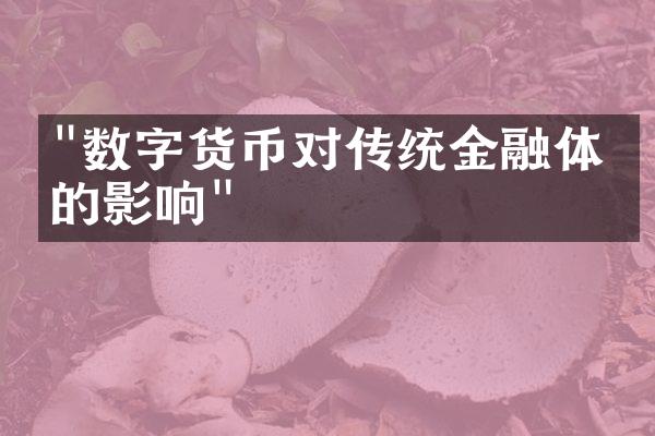 "数字货币对传统金融体系的影响"