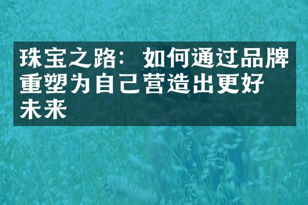 珠宝之路：如何通过品牌重塑为自己营造出更好的未来