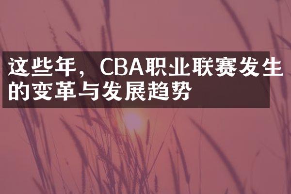 这些年，CBA职业联赛发生的变革与发展趋势