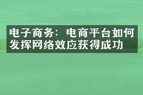 电子商务：电商平台如何发挥网络效应获得成功