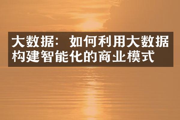 大数据：如何利用大数据构建智能化的商业模式