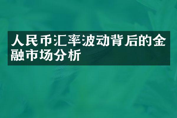 人民币汇率波动背后的金融市场分析