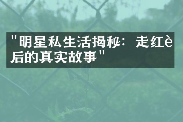 "明星私生活揭秘：走红背后的真实故事"