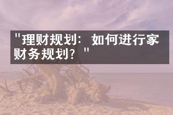 "理财规划：如何进行家庭财务规划？"