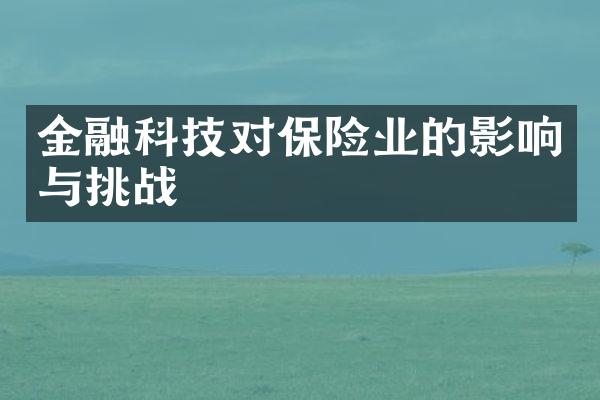 金融科技对保险业的影响与挑战