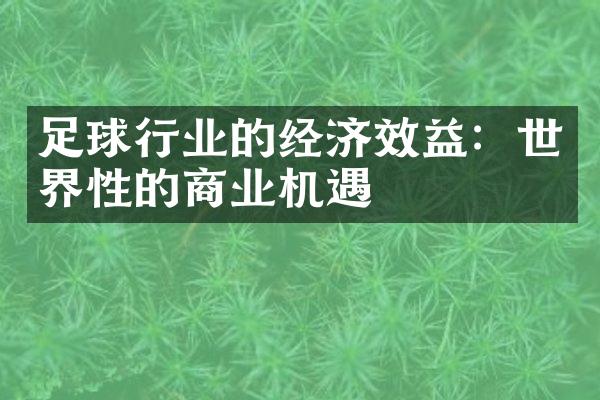 足球行业的经济效益：世界性的商业机遇