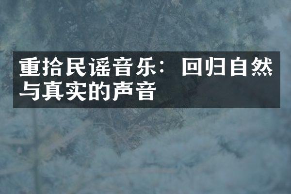 重拾民谣音乐：回归自然与真实的声音