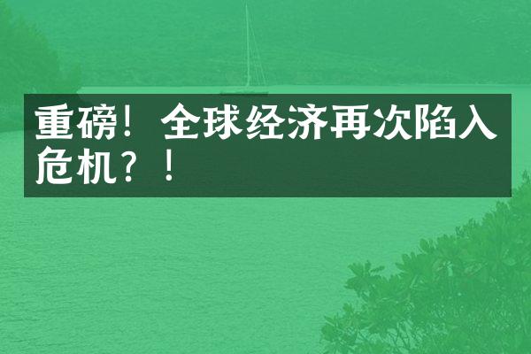 重磅！全球经济再次陷入危机？！