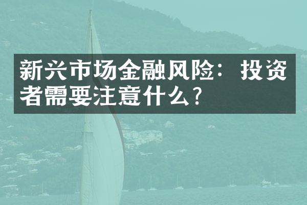 新兴市场金融风险：投资者需要注意什么？