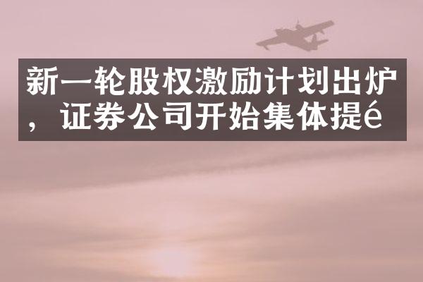 新一轮股权激励计划出炉，证券公司开始集体提速