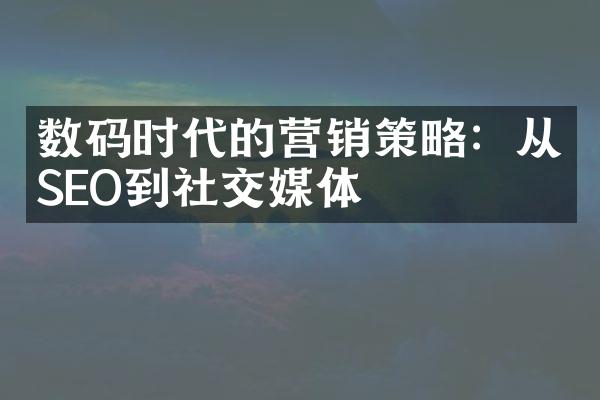 数码时代的营销策略：从SEO到社交媒体