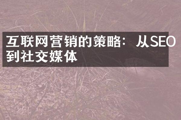 互联网营销的策略：从SEO到社交媒体