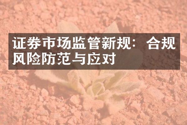 证券市场监管新规：合规风险防范与应对