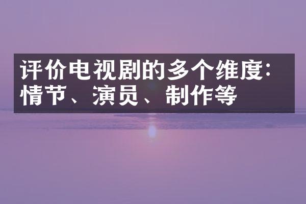 评价电视剧的多个维度：情节、演员、制作等