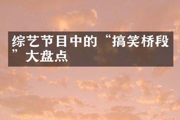 综艺节目中的“搞笑桥段”大盘点