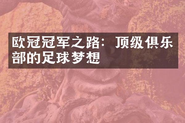 欧冠冠军之路：顶级俱乐部的足球梦想