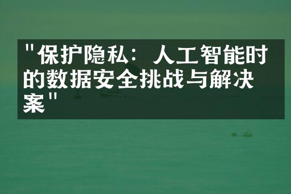 "保护隐私：人工智能时代的数据安全挑战与解决方案"