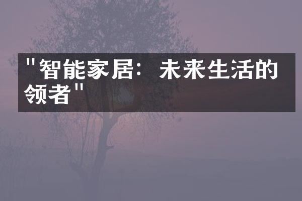 "智能家居：未来生活的引领者"