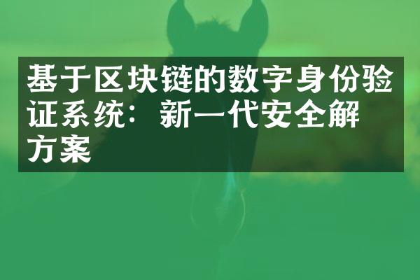 基于区块链的数字身份验证系统：新一代安全解决方案