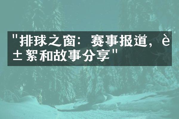 "排球之窗：赛事报道，花絮和故事分享"