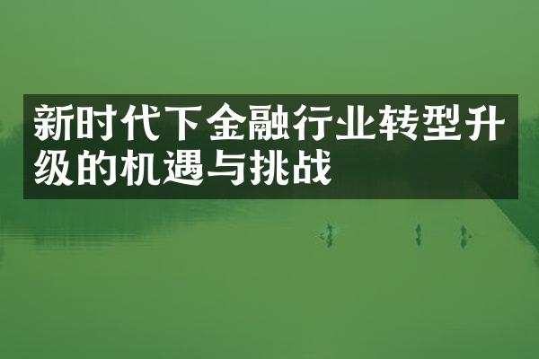 新时代下金融行业转型升级的机遇与挑战