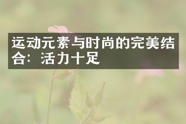 运动元素与时尚的完美结合：活力十足