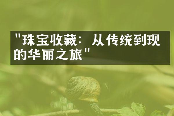 "珠宝收藏：从传统到现代的华丽之旅"