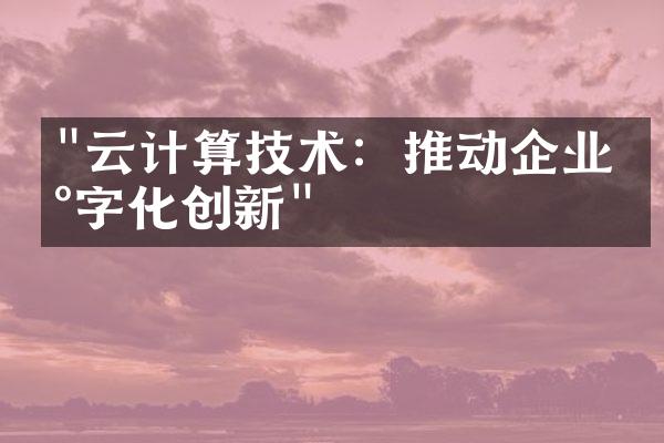 "云计算技术：推动企业数字化创新"