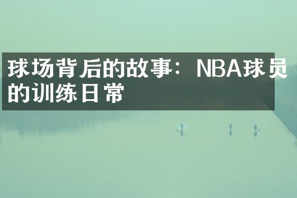 球场背后的故事：NBA球员的训练日常