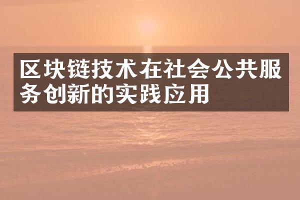 区块链技术在社会公共服务创新的实践应用