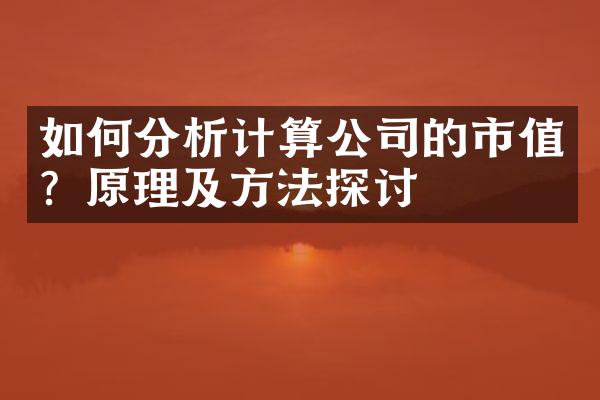 如何分析计算公司的市值？原理及方法探讨