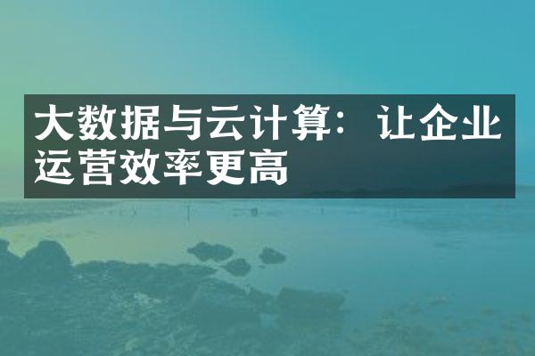 大数据与云计算：让企业运营效率更高