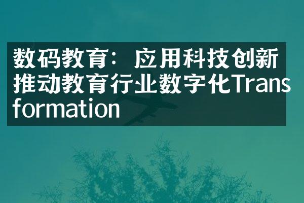 数码教育：应用科技创新推动教育行业数字化Transformation