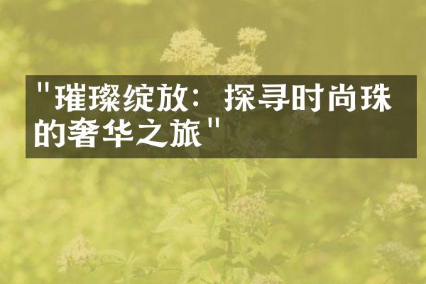 "璀璨绽放：探寻时尚珠宝的奢华之旅"