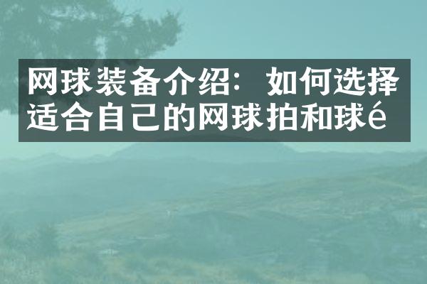 网球装备介绍：如何选择适合自己的网球拍和球鞋