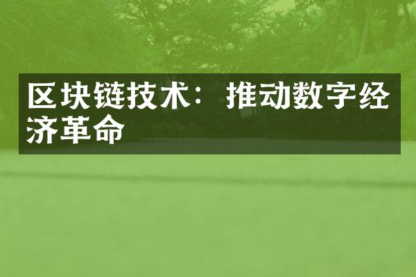 区块链技术：推动数字经济革命