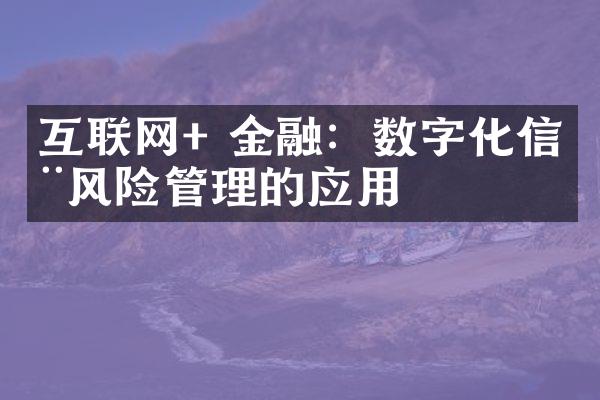 互联网+ 金融：数字化信用风险管理的应用